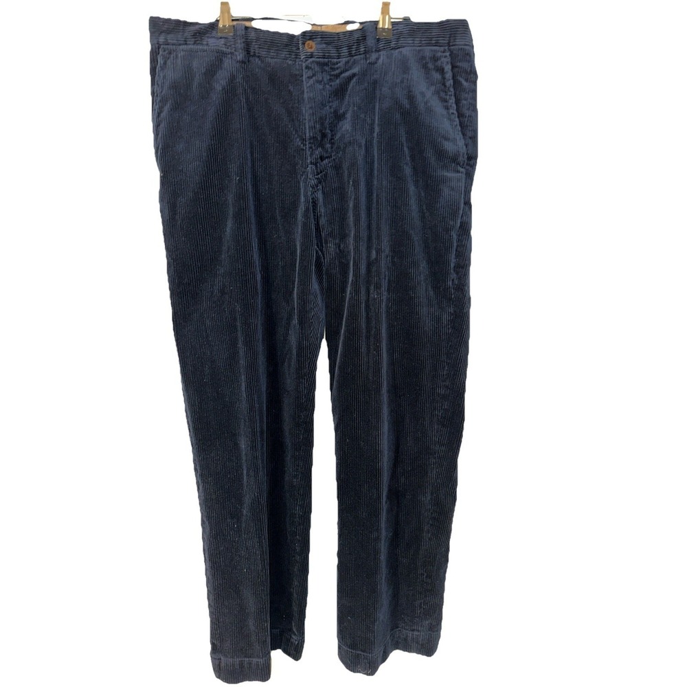 Polo Ralph Lauren Classic Fit Flat Front Corderoy Pants SZ 36x30 Navy Blue